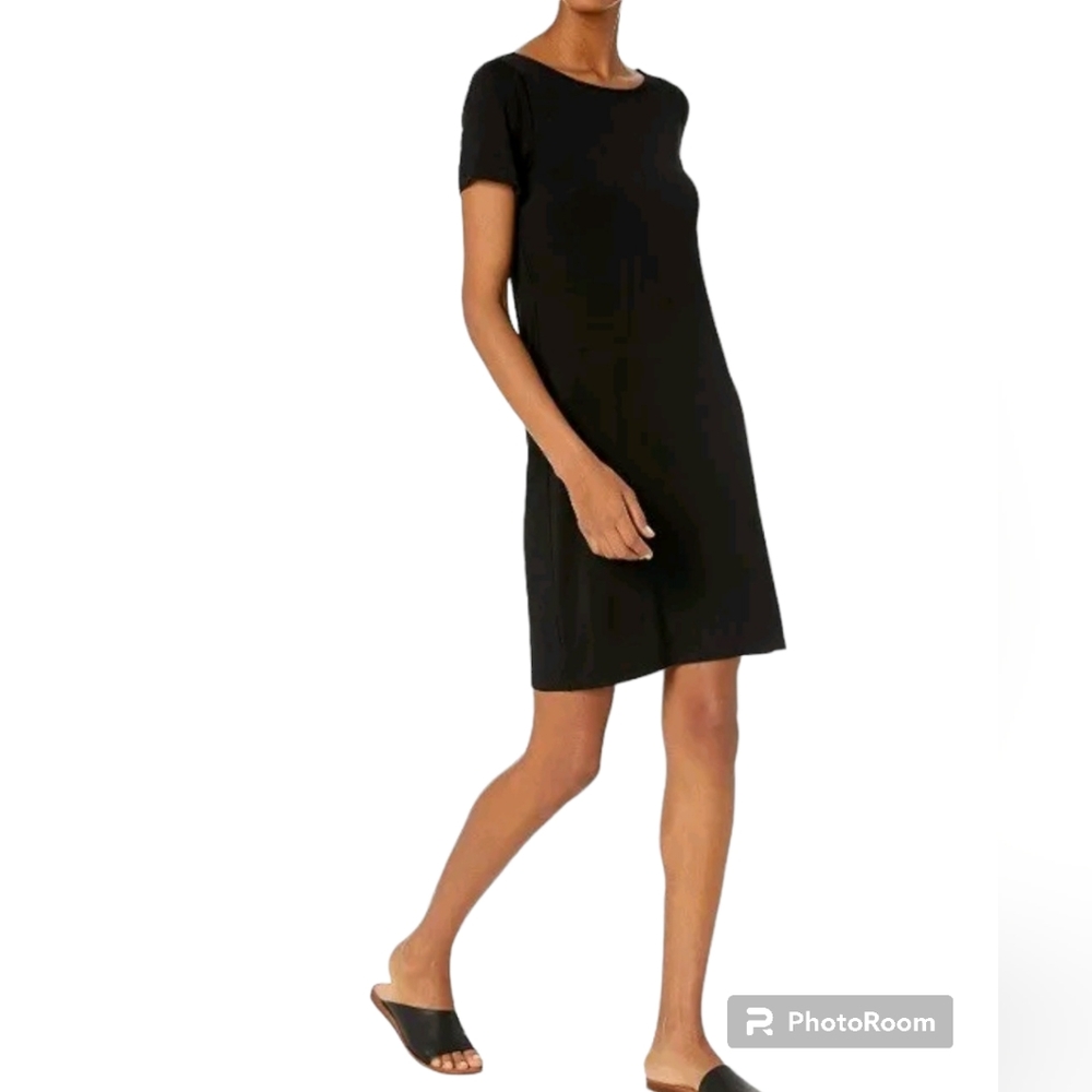 NWT Daily Ritual Black Short Sleeve Ballet Scoop Back Jersey Mini Dress Size XXL